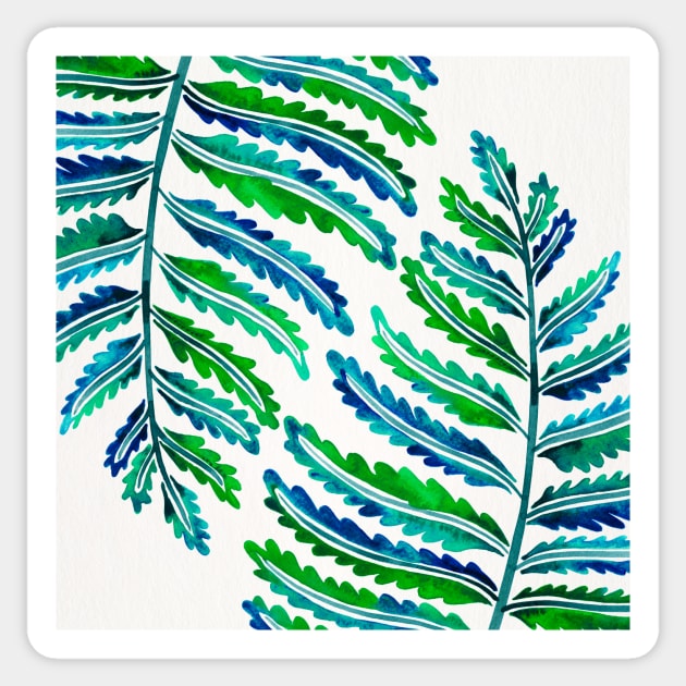 fern leaf blue green Sticker by CatCoq